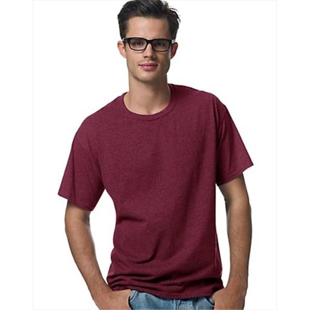 Hanes 5170 Comfortblend Ecosmart T-Shirt à Col Rond pour Hommes Taille Grand, Bourgogne et Rouge.