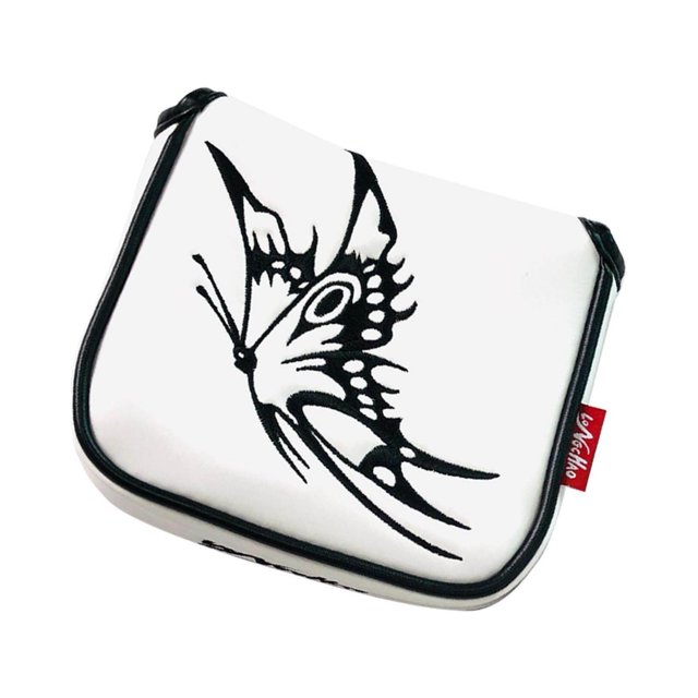 Universal Golf Mallet Putter Cover Square Head Cover Protective Guard Headcover Magnetic Closure Guard Butterfly White