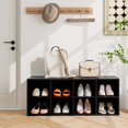 thumbnail image 2 of Costway Shoe Bench 8 Cubbies Shoe Organizer with 500 LBS Weight Capacity Cubby Shoe Rack Black, 2 of 10