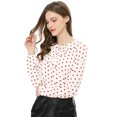 thumbnail image 2 of INSPIRE CHIC Blouse Chemise à Manches Longues à Col à Volants pour Femme TG Blanc à Pois Rouges, 2 of 6
