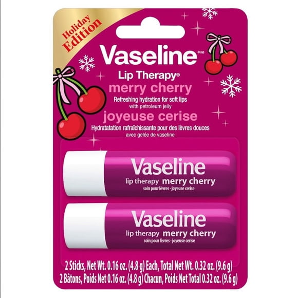 Vaseline® Lip Therapy Limited Edition Merry Cherry , Long-Lasting moisturization for soft, smooth lips
