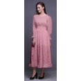 thumbnail image 3 of Bimba Floral Ladies Bishop Sleeve Round Neck Ruffle Maxi Smocked WaistDress-Medium, 3 of 5