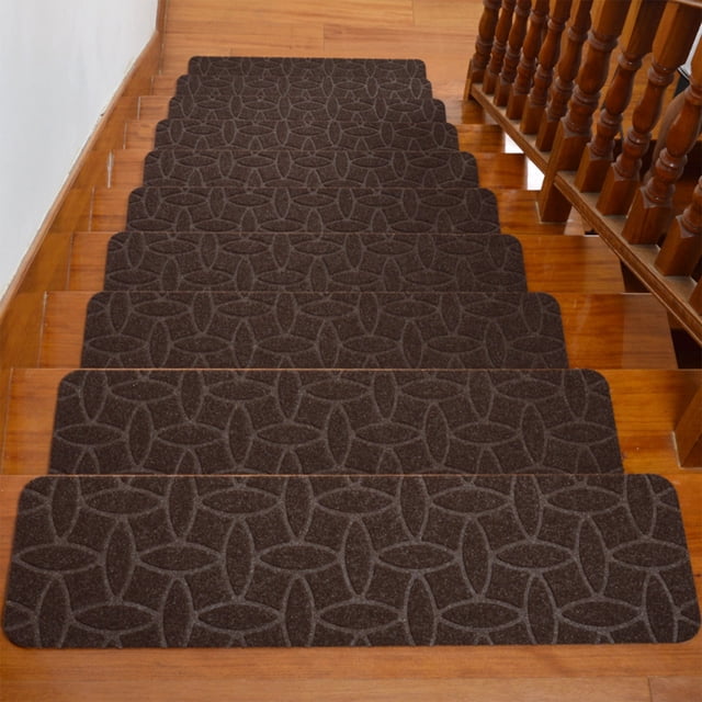 Tapis Antidérapant pour Marches D'Escalier - Tapis de Marches Auto-Adhésifs, pour Intérieur et Extérieur, en Polyester, Réutilisables, Café, JKODE