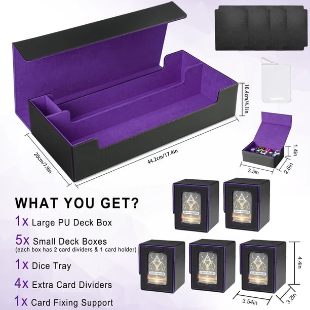 MIXPOET Deck Box pour cartes MTG Commander, étui pour cartes à collectionner avec 2 intercalaires par support, grande taille pour 110 cartes, pentagramme (bleu