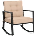 thumbnail image 2 of Costway Patio Rattan Rocker Chair Outdoor Glider Rocking Chair Cushion Lawn, Black Black+Beige, 2 of 10