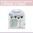thumbnail image 2 of Melii ensemble cuillère et fourchette en silicone et acier inoxydable pour bébé  4 pack - menthe + creme, 2 of 5