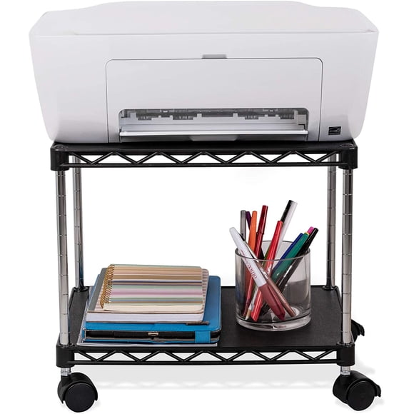 ZBRANDS Printer Stand, Printer Cart, Under Desk Printer Stand, Printer Table for Small Spaces, Rolling Cart with Table Top, Home Printer Stand with Wheels, Copier Stand, 15" x 10.6" (Mini, Black)