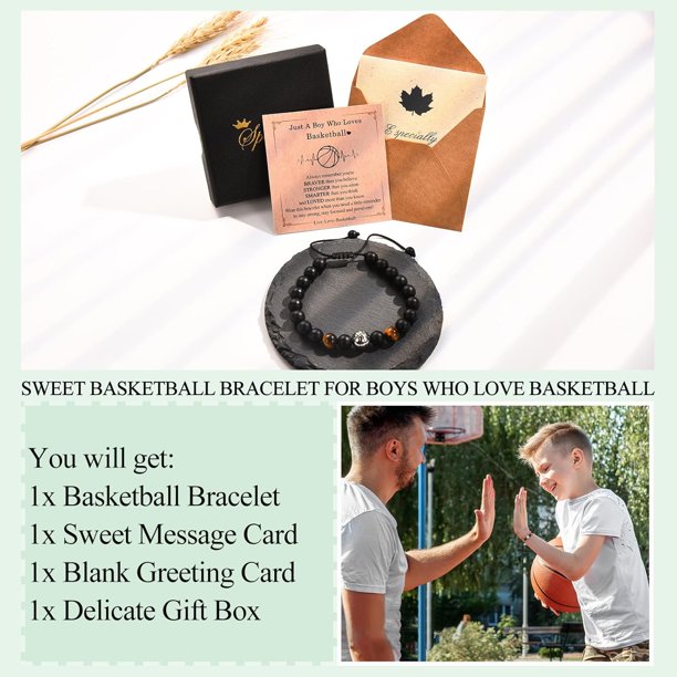 Bracelet Basket Foot Pour Garçon – Obsidienne Et Œil De Tigre – Cadeau Anniversaire Fils Neveu Joueur – Porter Sa Passion Au Poignet