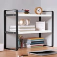 thumbnail image 1 of LSLJS Double-Tier Desktop Storage Shelf Student Desk Organizer Office Computer Desk Tiered Cabinet Clothing & Wardrobe Storage, 1 of 6