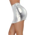 thumbnail image 3 of zdhoor Robe Crayon Moulante Mini Extensible en Cuir Verni PVC pour Femme Argent Taille Unique, 3 of 6