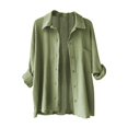 thumbnail image 4 of Timegard Tops for Women Lapel Neck Long Sleeve Button up Shirts Solid Color Fall Casual Loose Blouse, 4 of 4