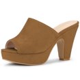 thumbnail image 1 of BLISSFUL STEP Sandales à Talons Épais à Plateforme à Bout Ouvert pour Femmes Brun 7, 1 of 6