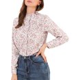 thumbnail image 1 of Unique Bargains Chemise Décontractée à Manches Longues à Col Montant Imprimé Floral pour Femmes, 1 of 6