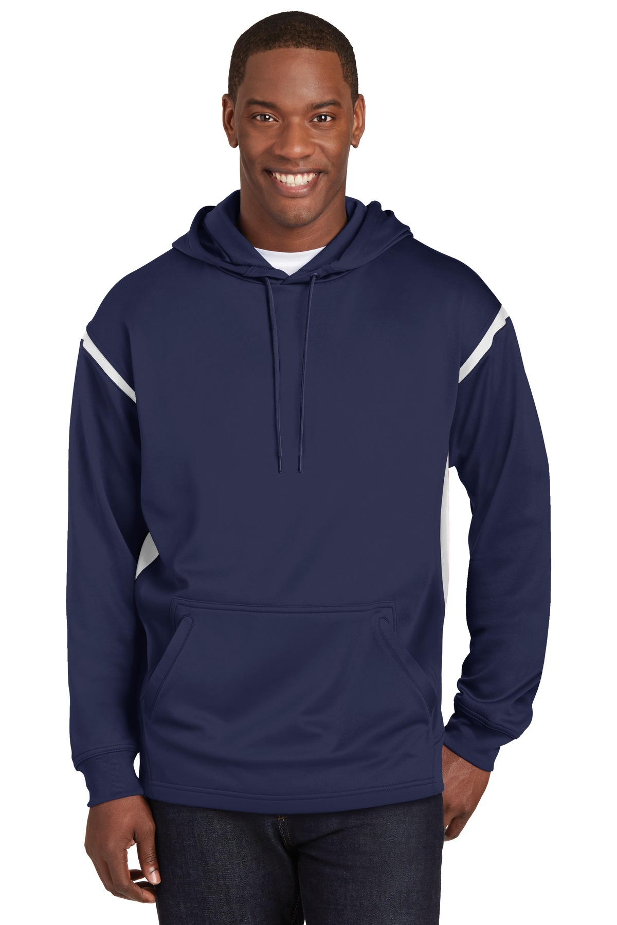 Sport-Tek ® Tech Fleece Colorblock Hooded Sweatshirt. F246 2Xl True Navy/ White