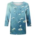 thumbnail image 4 of Pompotops T-shirt Ample Imprimé pour Femme Blouse à Manches 3/4 Col Rond Hauts Décontractés Liquidation, 4 of 5