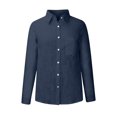 thumbnail image 3 of Chemise à Manches Longues Femme Chemise Unie pour Femmes Blouse Ample à Col en V Tunique Décontractée de Travail à Manches Longues avec Poche Robe à Manches Longues Femme Hauts à Col en V pour Femmes, 3 of 5