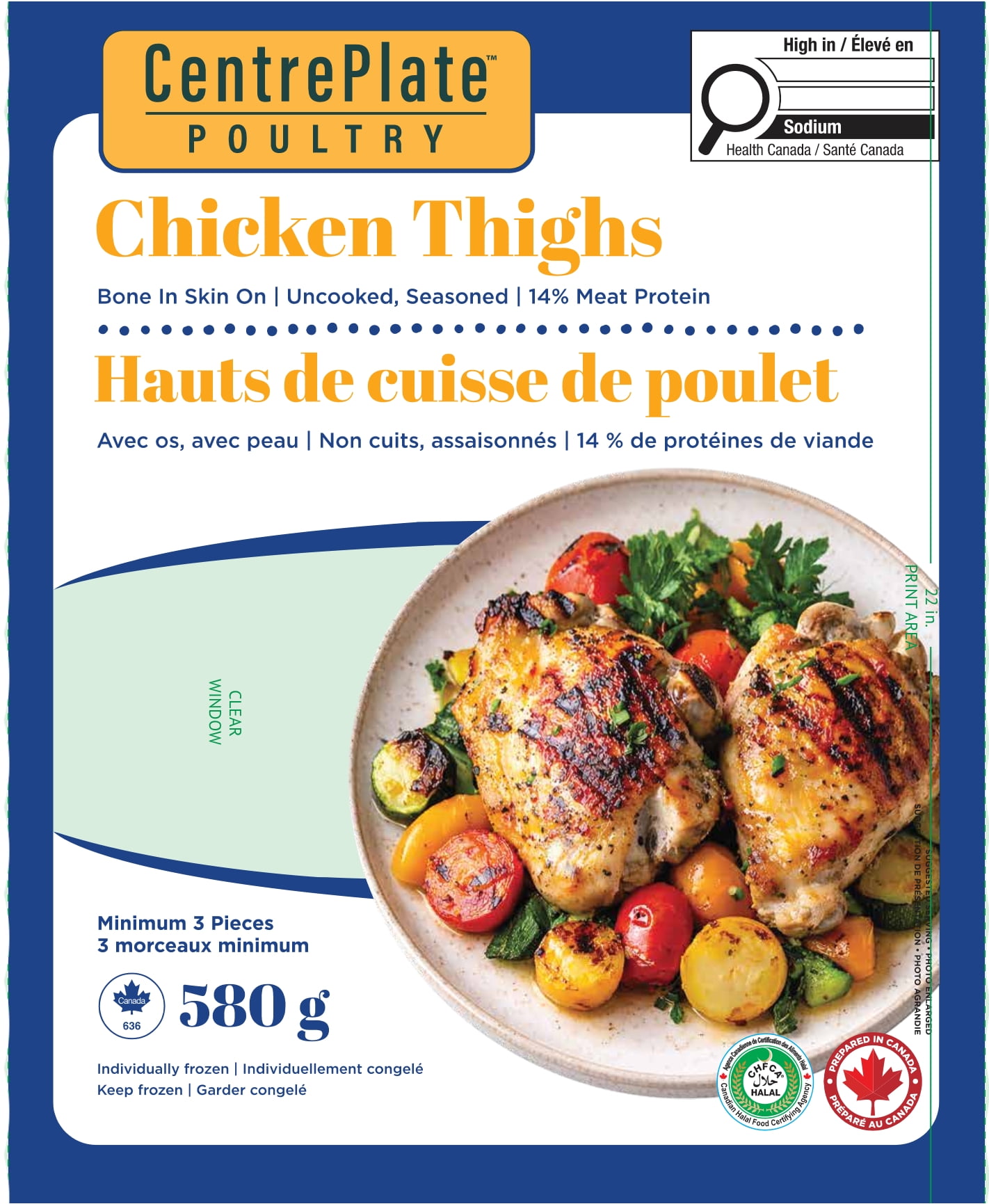 Seasoned Chicken Thighs Centre Plate Poultry, IQF Seasoned Chicken Thighs 580g
