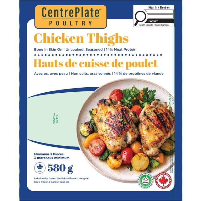 Seasoned Chicken Thighs Centre Plate Poultry, IQF Seasoned Chicken Thighs 580g