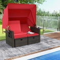 thumbnail image 1 of Costway Lit de Jour en Rotin pour Patio Extérieur avec Auvent Rétractable et Dossiers Réglables Rouge, 1 of 10