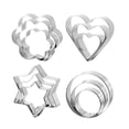thumbnail image 1 of Moulds 12 Piece Small Stainless Steel Cookie Cutter Set for Heart Flower Star Round Shape - Cake Vegetable Fruit Cutters 12PCS, 1 of 5