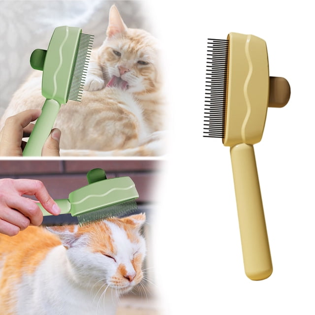 Self-Cleaning Pet Grooming Comb with Release Button for Hair Removal and Flea Control