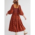 thumbnail image 4 of Kmbangi Robe Longue Décontractée d'Été pour Femme, Fleurs Brodées 3D, Encolure Carrée, Manches Bouffantes, Robe Mode Dos Nu, Robe Trapèze, 4 of 9