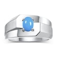 thumbnail image 1 of RYLOS Men's Rings Sterling Silver Ring Classic Solitaire 7X5MM Oval Shape Gemstone Designer Band Turquoise December Birthstone Rings For Men Size 12, 1 of 5