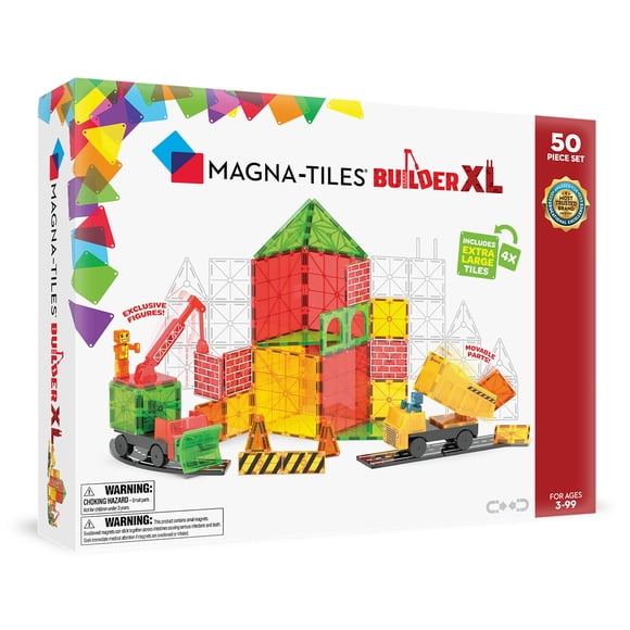 Magna-Tiles Builder TG Ensemble de Construction Magnétique de 50 Pcs, la Marque de Construction Magnétique Originale