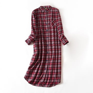Chemise de Nuit en Flanelle pour Femme à Manches Longues, en Coton Doux et Pelucheux, Robe de Nuit avec Boutons devant, Robe de Nuit Chaude et Confortable pour l'Hiver par Hontri