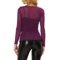 thumbnail image 3 of INSPIRE CHIC Blouse Transparente en Maille Pailletée pour Femme avec Bretelles Spaghetti Camisole TP Violet, 3 of 6