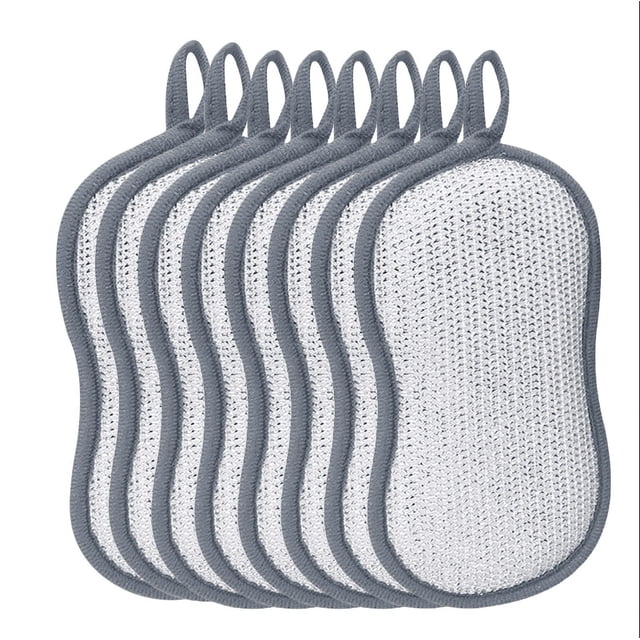 D 8 Count Bamboo Fiber Cleaning Cloths Bundle With Reinforced Edges Silver Thread Weave For Kitchen Bathroom Multi-Surface Use #L2MfM