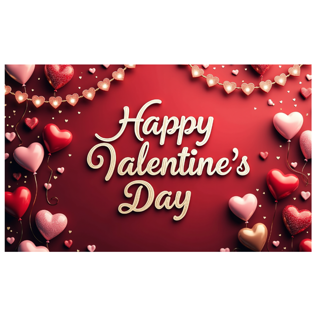 Valentine's Day Party Decoration Banner Heart Design Backdrop Event Photo Props Love Celebration Romance Gift Box Background