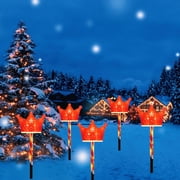 LSLJS LED Christmas Solar Lights Christmas Classic Elements Shape Warm Color Mode Solar Ground Lights Holiday Outdoor Garden Yard Decoration One Tow Five, Holiday Solar Lights