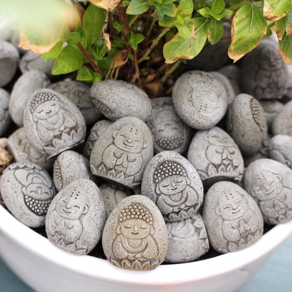 Decorative Stones for Potted Plants, ZZkhGO Resin Paving Horticultural Stones with Natural Color, 20pcs Light Brown White Spots Easy Clean Courtyard Landscaping Rocks for