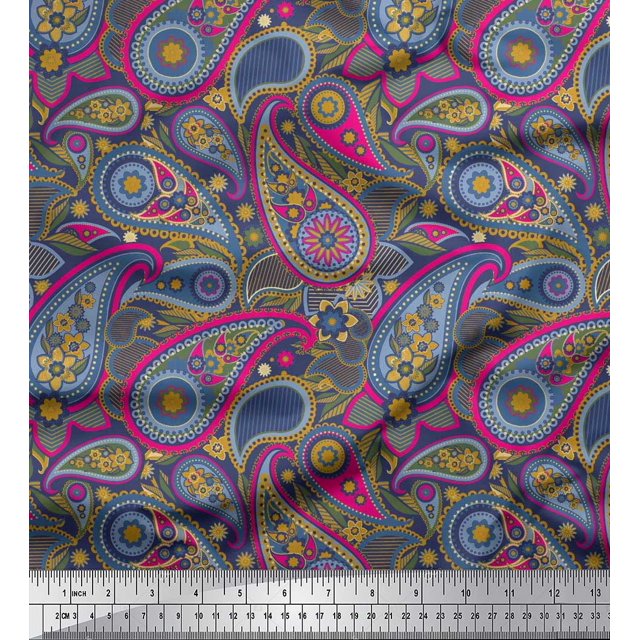 Soimoi Poly Georgette Fabric Floral & Paisley Print Fabric by The Yard 52 Inch Wide