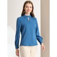 thumbnail image 3 of INSPIRE CHIC Blouse à Boutons pour Femmes à Col Montant avec Goutte d'Eau, Dos Plissé, 3 of 6