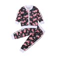 thumbnail image 1 of Bébé Imprimé Floral Filles Zip-up Tops + Pantalons Longs Vêtements Ensemble, 1 of 10