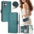 thumbnail image 2 of iPhone 17 Leather Wallet Case, Book Style Cover with Tab Closure, Dark Green, 2 of 6