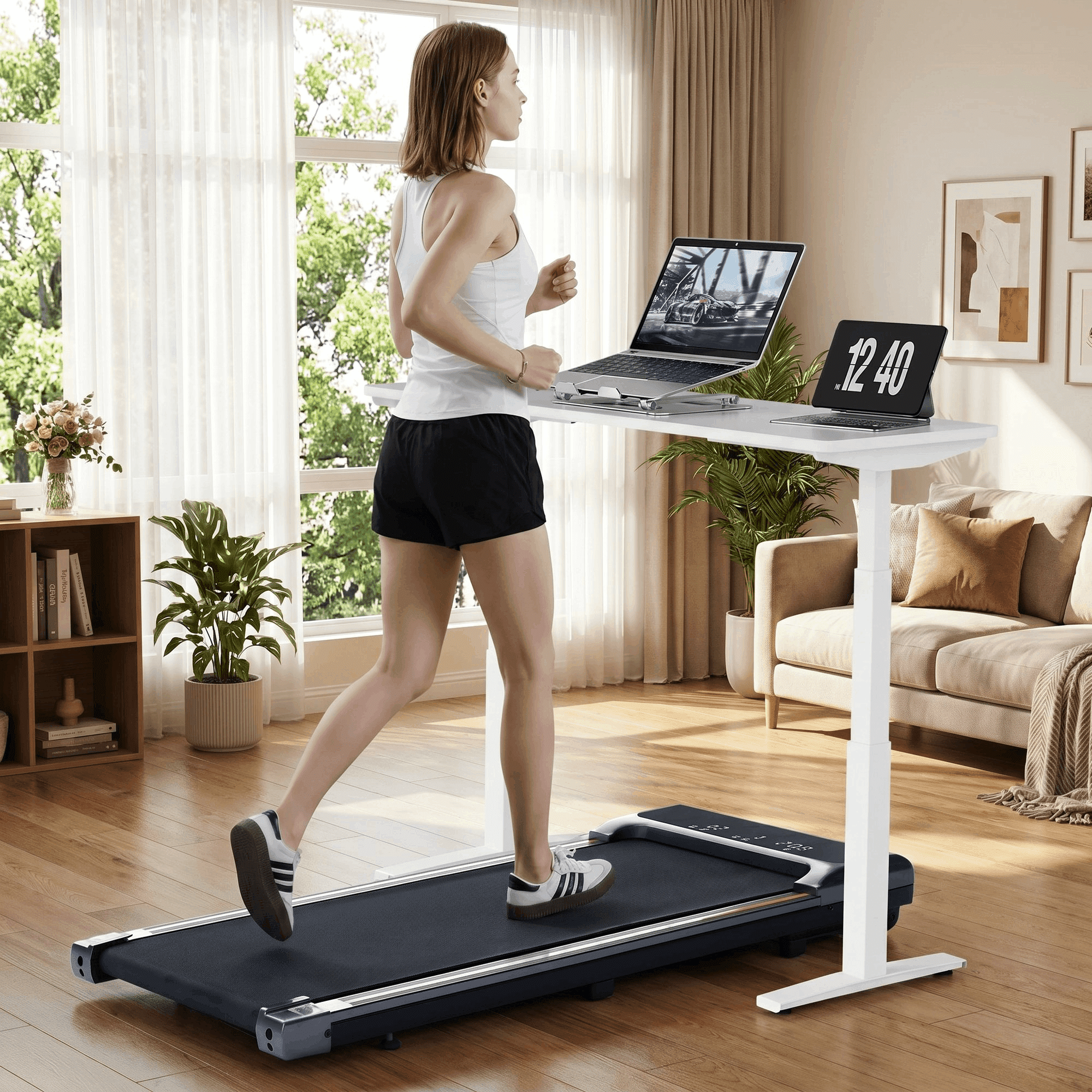 Naipo Walking  Pad Under Desk Treadmill with Remote Control Lightweight 2 in 1 Exercise Treadmill 0.6-3.8 Speed Range for Home Office Workout