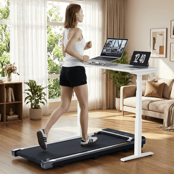 Naipo Walking Pad Under Desk Treadmill with Remote Control Lightweight 2 in 1 Exercise Treadmill 0.6-3.8 Speed Range for Home Office Workout