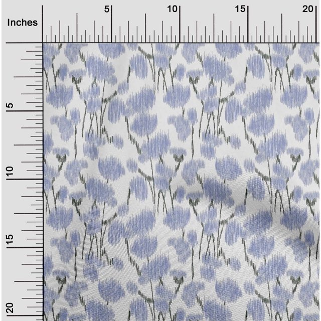 oneOone Silk Tabby Fabric Floral Ikat Printed Craft Fabric BTY 42 Inch Wide