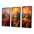 thumbnail image 3 of Designart "Beautiful Sunset over Old Castle in Italian Vineyard I" Castles Framed Wall Art Set Of 3 - Red Traditional Frame Gallery Set For Office Decor, 3 of 6