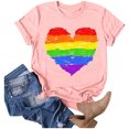 thumbnail image 2 of JIRNDf T-Shirt pour Femmes Hauts Tendance Été Imprimé Floral Col Rond Décontracté Manches Courtes Confortable Élégant Mignon T-Shirts Graphiques pour Femmes Chemises Rose TG, 2 of 4