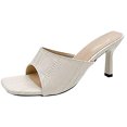 thumbnail image 1 of yulier Womens Heeled Sandals Square Toe Single Strap Open Toe Slip On Mules Slide Sandals Stiletto Heels, 1 of 5