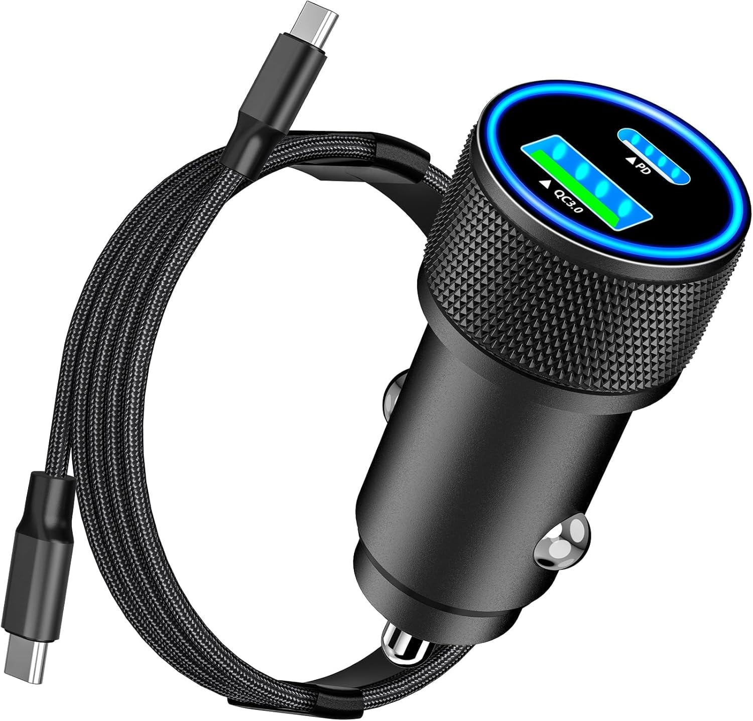 [Apple MFi Certified] iPhone 17 Car Charger Fast Charging, KYOHAYA 3-Port 67W PD/QC Car Power Adapter USB-C Charger Cigarette Lighter + Type-C Braided Cord for iPhone 17/17 Pro/16 Pro/15/Galaxy/Pixel