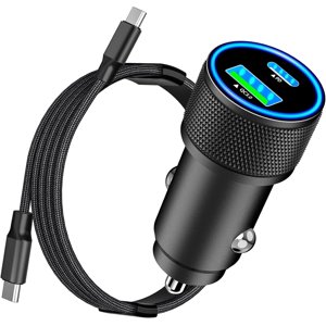 [Apple MFi Certified] iPhone 17 Chargeur de voiture charge rapide, KYOHAYA 3-Port 67W PD/QC Adaptateur d'alimentation de voiture USB-C Chargeur Cigarette Lighter + Cord tressé de type C pour iPhone 17/17 Pro/16 Pro/15/Galaxy/Pixel