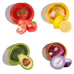 Avocat Saver et Tomate Holder - Ensemble de 4 Conteneurs de stockage réutilisables pour réfrigérateur - Idéal pour l'ail, les oignons, les citrons et les pommes de terre