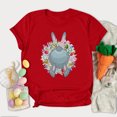 thumbnail image 2 of Pompotops Women's Fashion Easter Rabbit Wreath Print O-Neck Loose Short Sleeve Blouse Top, 2 of 5