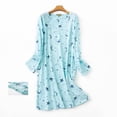 thumbnail image 2 of Pyjama pour Femmes en Coton, Nuisette, Vêtement de Nuit, Manches Longues, Chemise Décontractée à Imprimé, Robe de Nuit, Pyjama pour Femmes, 2 of 4