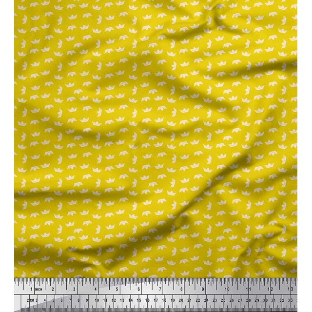 Soimoi Rayon Fabric Paper Boat Art & Craft Print Fabric by The Yard 42 Inch Wide